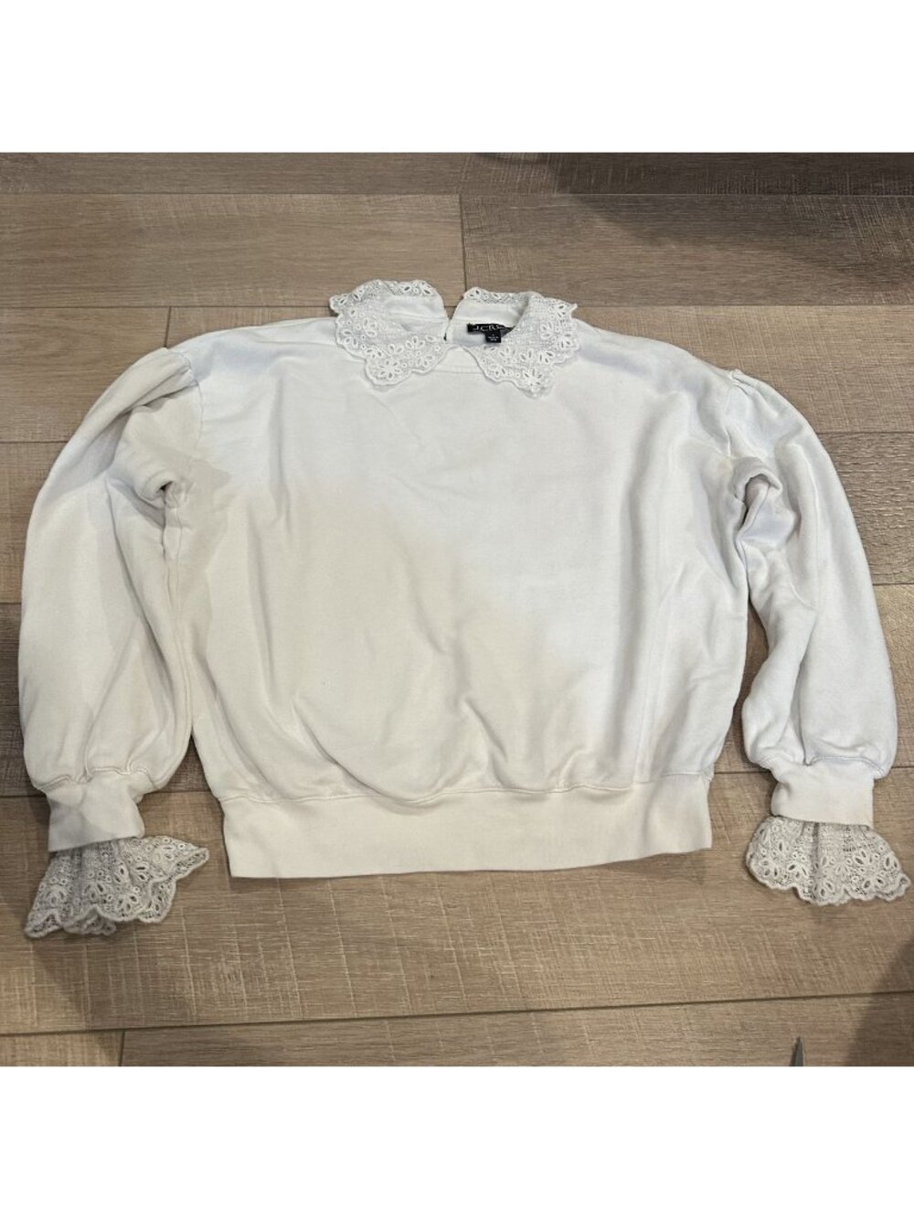 J.CREW WOMENS SMALL VINTAGE LACE COLLAR WHITE